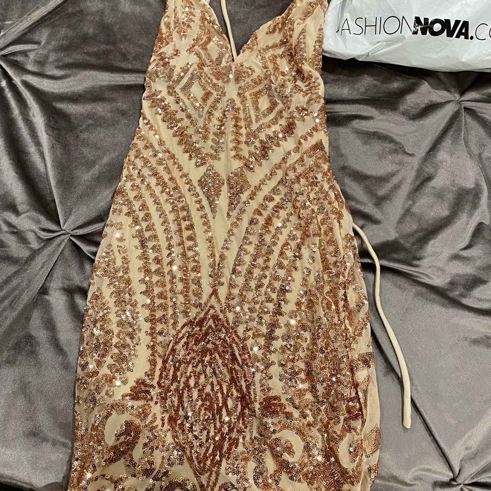 Fashion Nova - Remix Sequin Dress (Rose Gold)